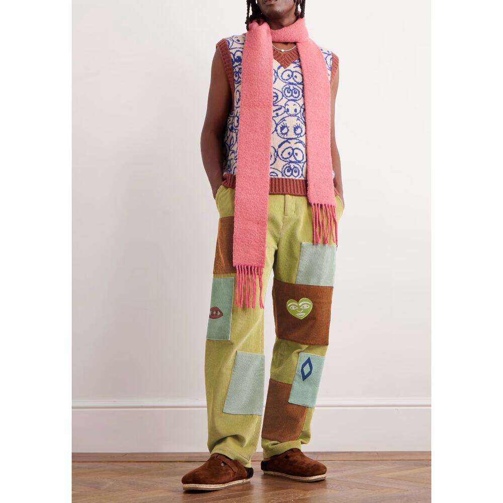 NEW The Elder Statesmen Men's Corduroy Patchwork Pleated Pants Size 36